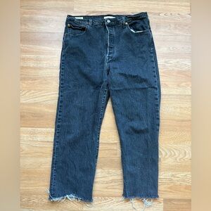 Levi's Ribcage Straight Black Frayed Women's Jeans